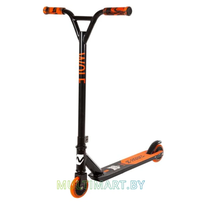 Самокат Novatrack Wolf EL Plastic 100P.WOLF.BOR21 (оранжевый/черный, 2021)